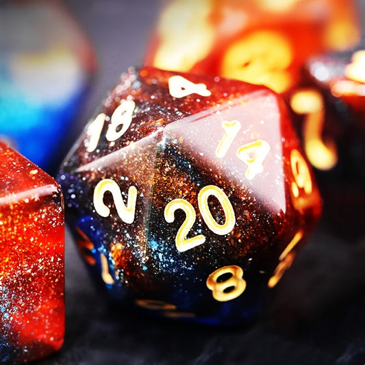 FREE Today: Dark Blue And Orange Starry Sky Dice Set