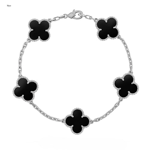 CLOVER BRACELET | SILVER BLACK