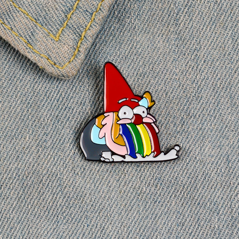Gravity Falls Gnome Barfing Rainbow Enamel Pins