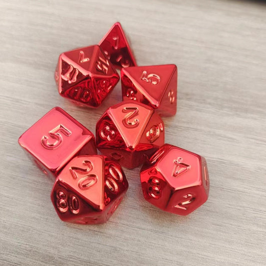 Red Chrome DnD Dice Set (Give away a Mystery Monster D&D RPG Figures Miniatures)