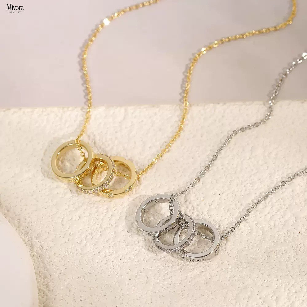 Mivora® TRIPLE RING PAV NECKLACE
