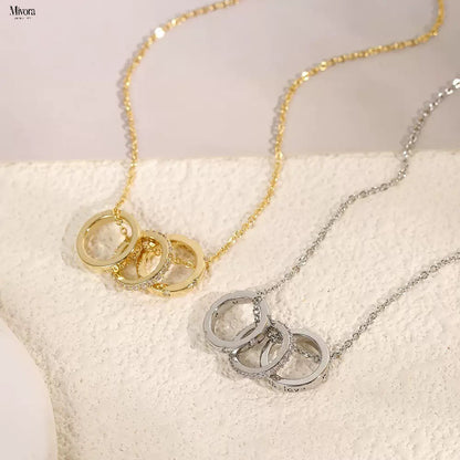 Mivora® TRIPLE RING PAV NECKLACE