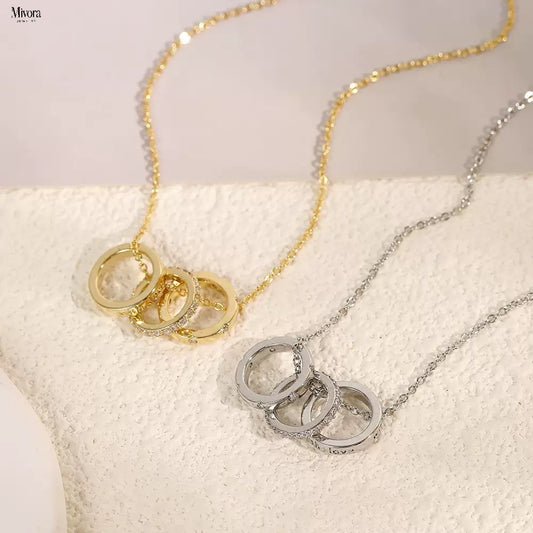 Mivora® TRIPLE RING PAV NECKLACE