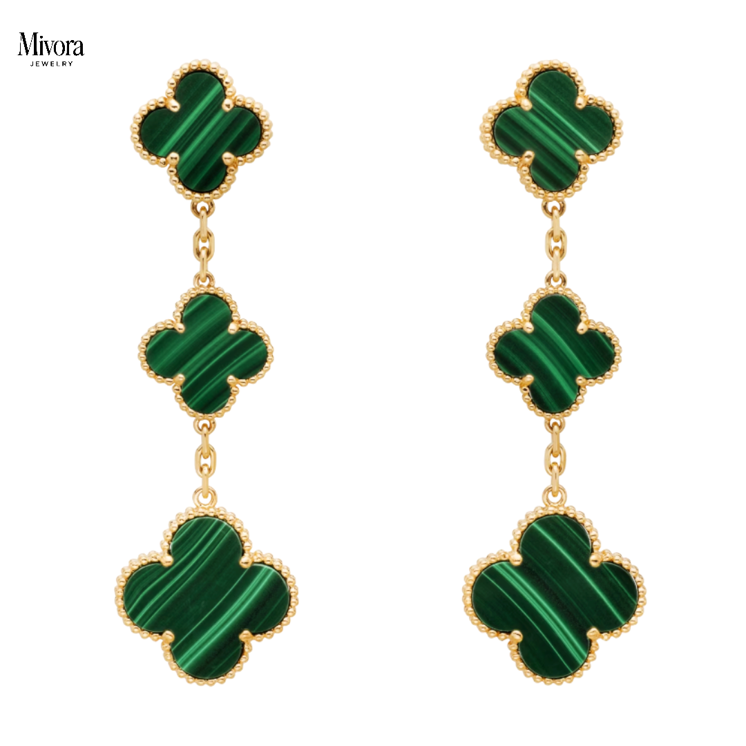 CLOVER EARRINGS WITH MULTIPLE CHARMS | EMERALD