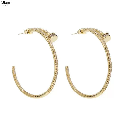 NAIL EARRINGS DIAMONDS | GOLD