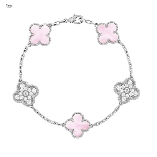 DELUXE CLOVER BRACELET | SILVER PINK