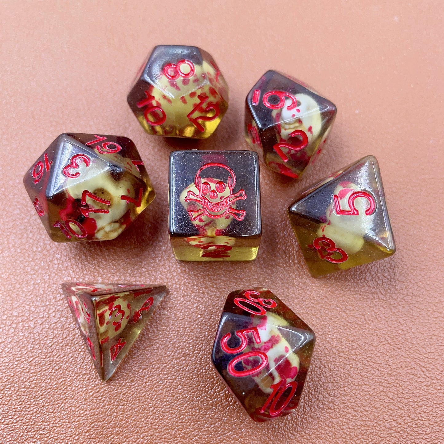 Blood Rage Skull Dice Set (Give away a Mystery Monster D&D RPG Figures Miniatures)