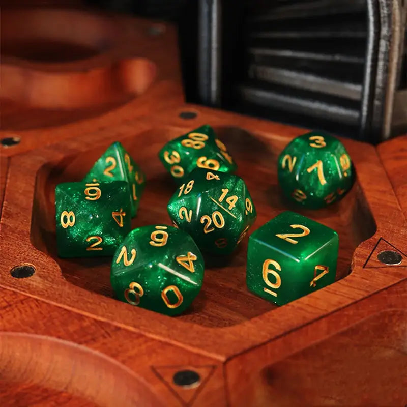 Green Starry Sky DND Dice Set