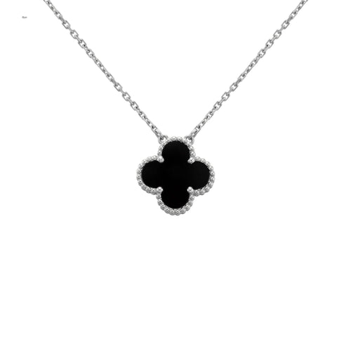 CLOVER NECKLACE | SILVER BLACK