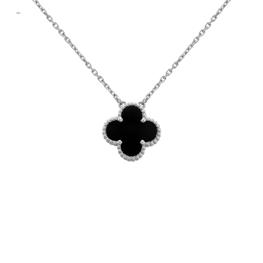 CLOVER NECKLACE | SILVER BLACK