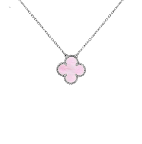 CLOVER NECKLACE | PINK SILVER
