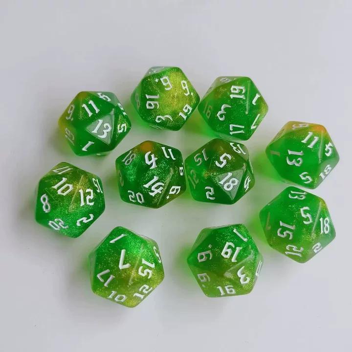 Green Starry Sky Dice Set