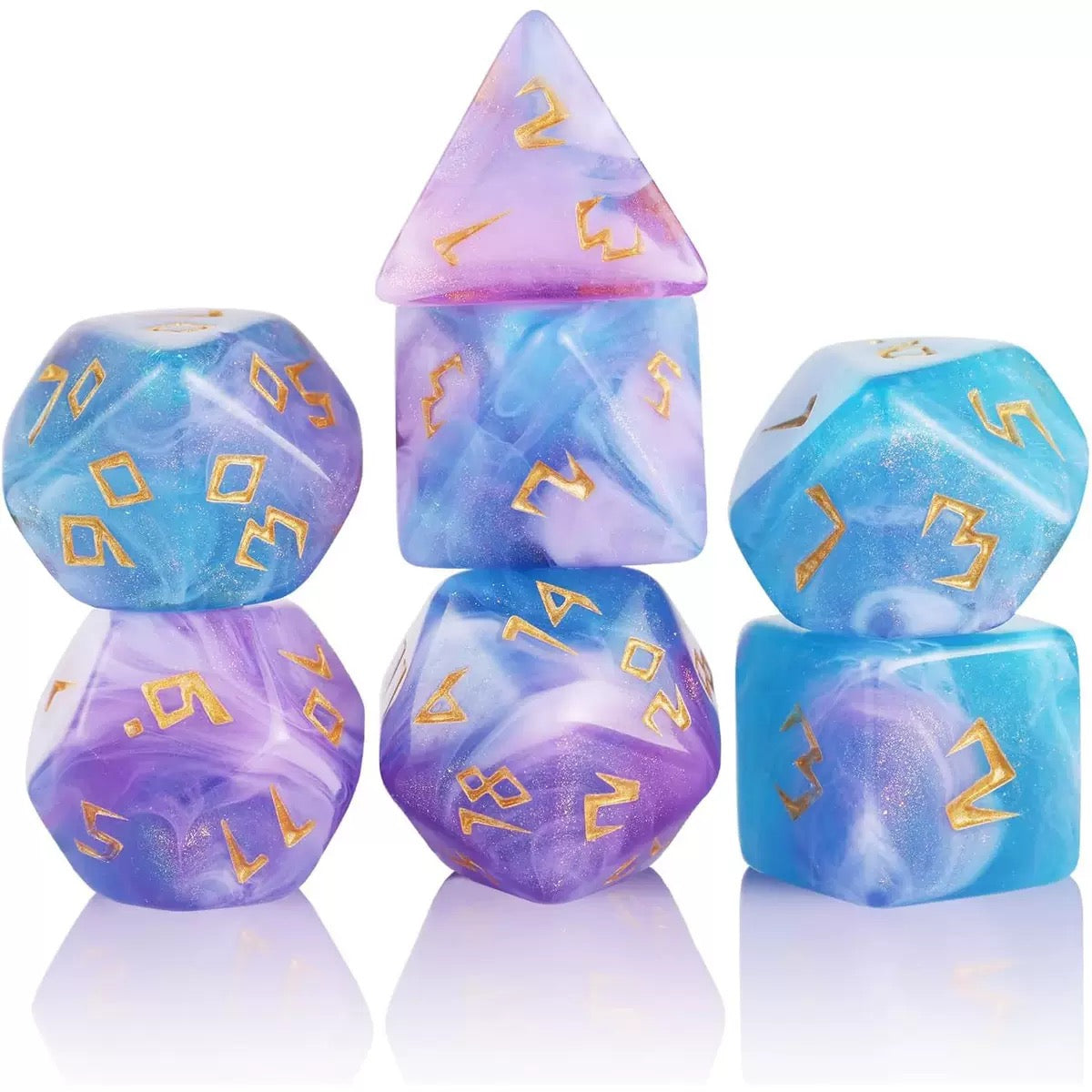 Ocean Dream Polyhedral Dice Set (7 PCS) – Blue & Purple Swirl