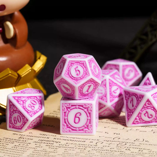 FREE Today: White & Pink Magic Flame Dice Set