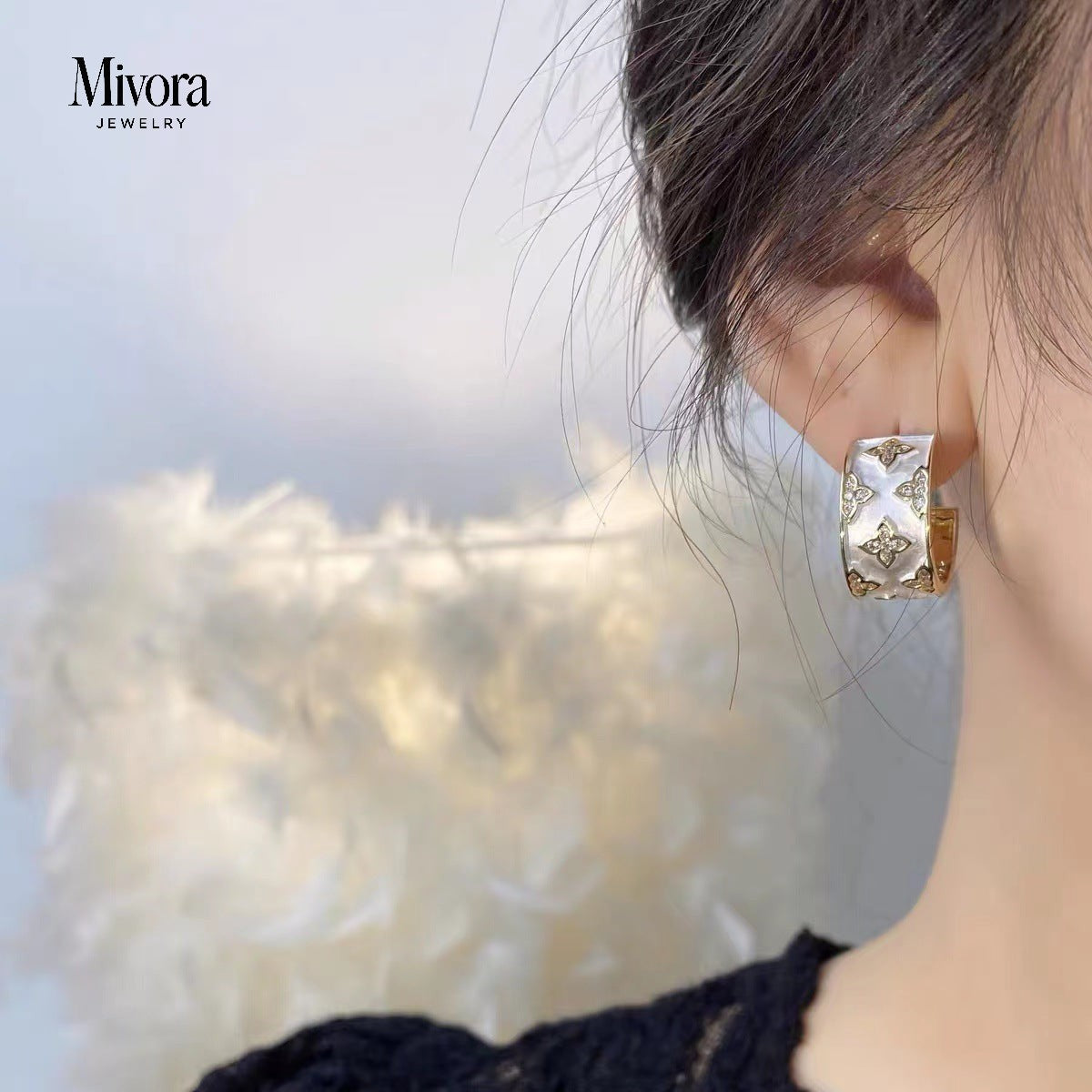 FOUR-LEAF CLOVER EARRINGS + RINGS