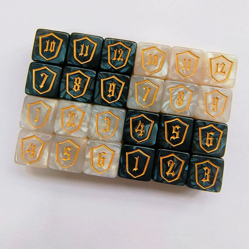 12 Pieces MTG Dice Counters Shield D6 Dice Set - MTG Tokens Shield Life Counter Dice Set