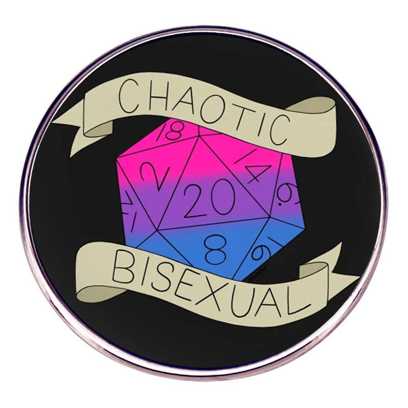 Dungeons & Dragons Chaos Dice Brooch Rainbow Flag D20 Pin