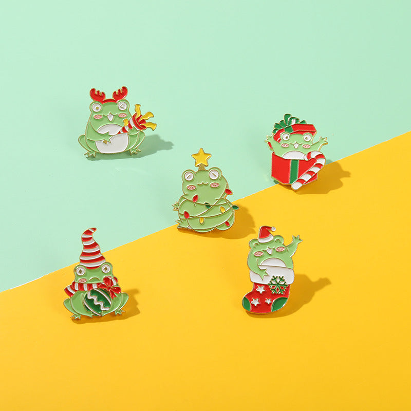 Christmas Collection Brooch Frog Badge Holiday Style