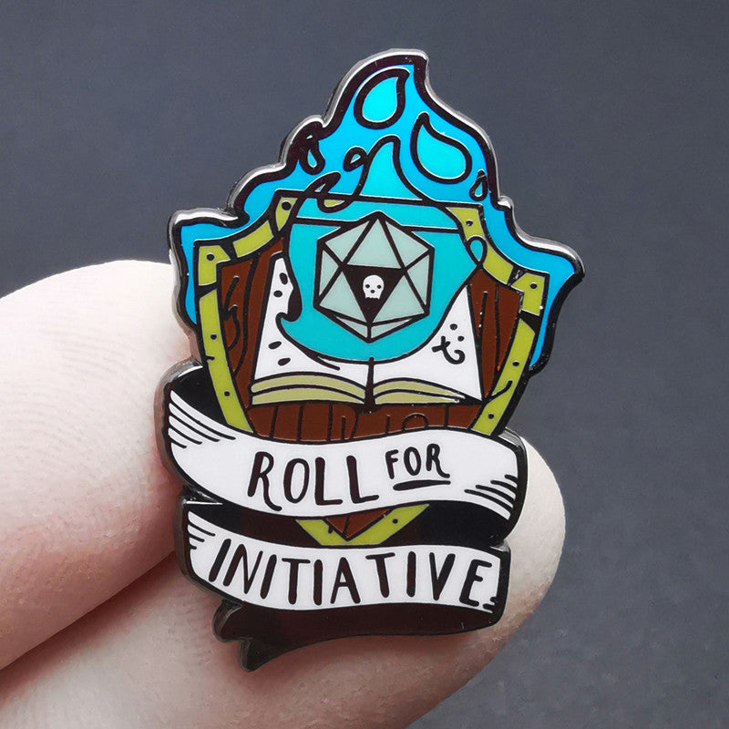 Roll for Initiative enamel pin - Blue Flame - Hard enamel pin
