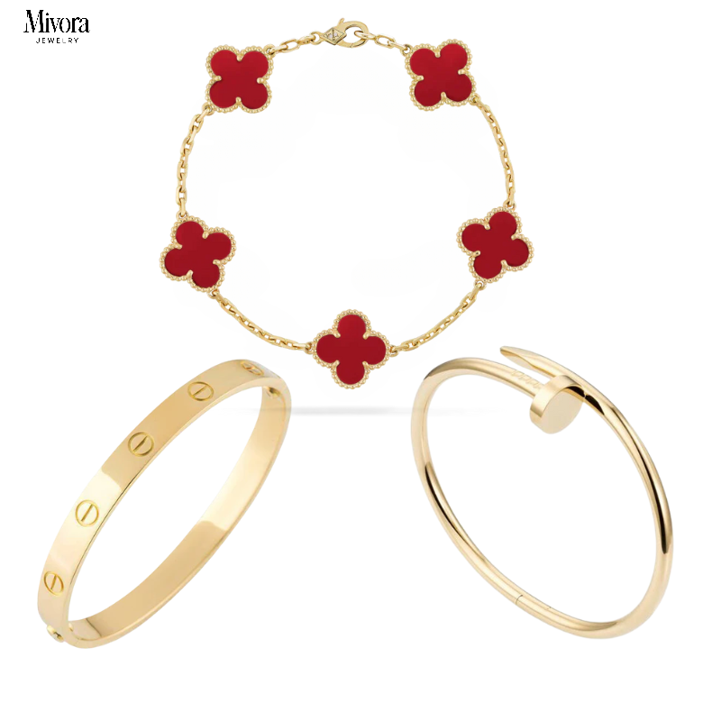 GOLD RED | STACKABLE BRACELET SET