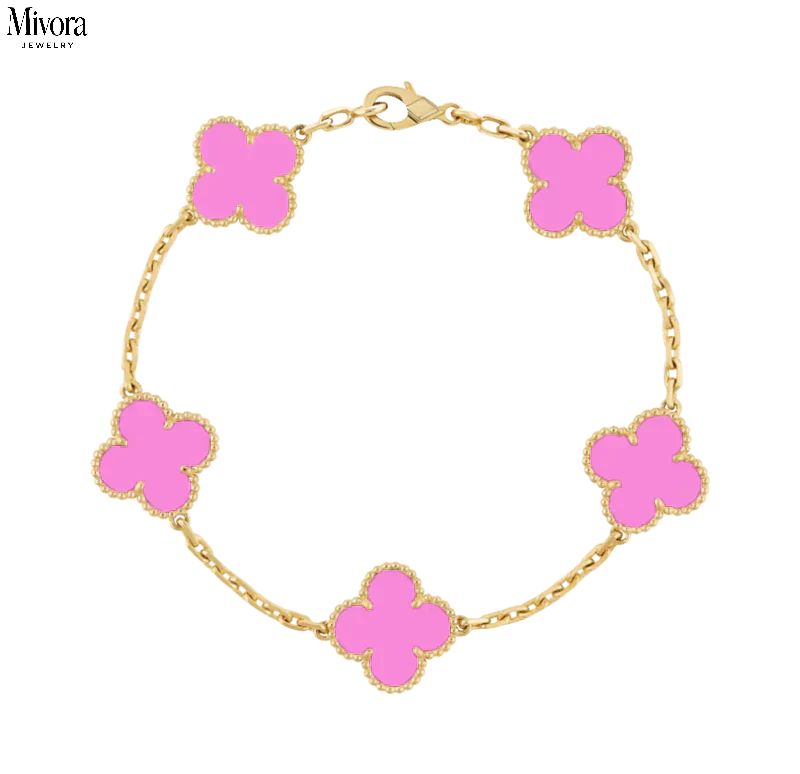CLOVER BRACELET | NEON PINK GOLD