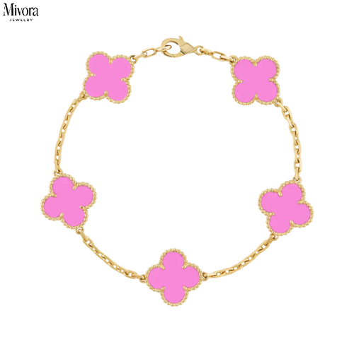 CLOVER BRACELET | NEON PINK GOLD