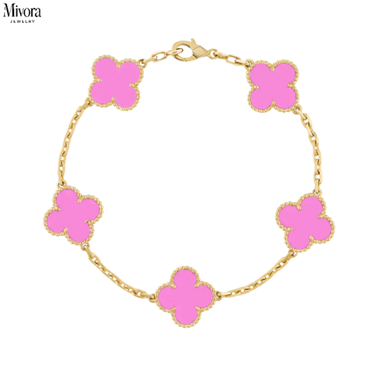 CLOVER BRACELET | NEON PINK GOLD