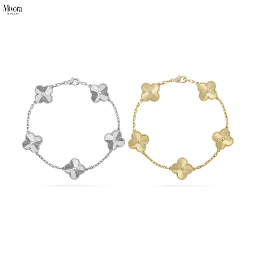 CLOVER BRACELET SET | GOLD SILVER