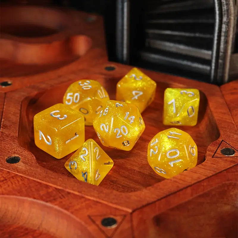 Yellow Starry Sky DND Dice Set