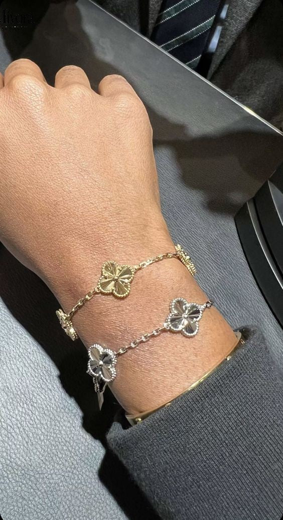 CLOVER BRACELET SET | GOLD SILVER