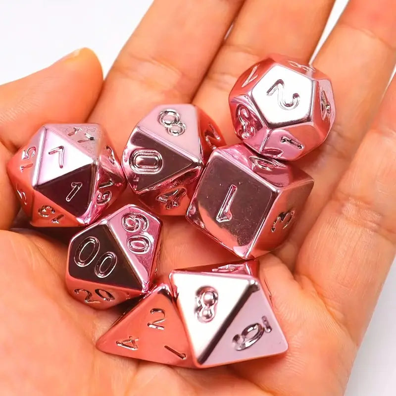 FREE Today: Plated Pink For DND Dice Set (Give away a Mystery Monster D&D RPG Figures Miniatures)