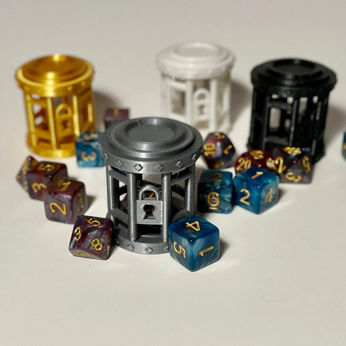 DND Dice Jail Dice Cage for Misbehaving Dice Dungeons and Dragons Role Playing Games  + Mystery D20 (Random Color)