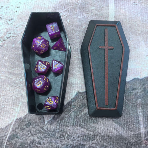 Vampire the Masquerade Coffin Dice Box & Random Mini Dice Set