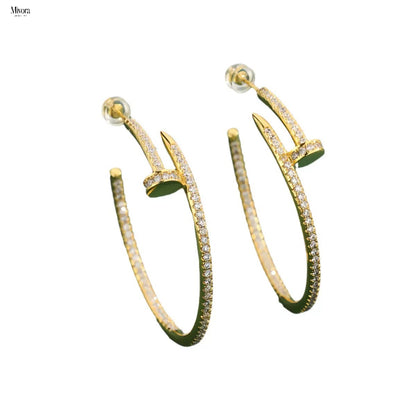 NAIL EARRINGS DIAMONDS | GOLD